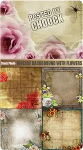 Vintage background with flowers - Stock Photo