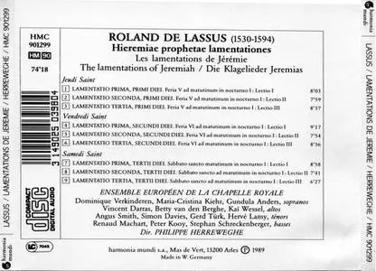 Philippe Herreweghe, Ensemble Vocal Européen - Lassus: Hieremiae Prophetae Lamentationes (1989)