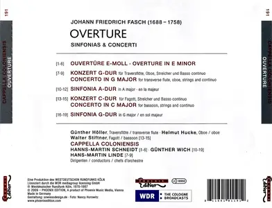 Cappella Coloniensis - Johann Friedrich Fasch: Overture; Sinfonias; Concerti (2009)