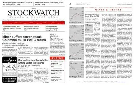 Stockwatch - Canada Daily – September 24, 2018
