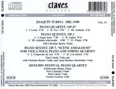 Menuhin Festival Piano Quartet - Joaquin Turina: Piano Quartet Op. 67; Piano Quintet Op. 1; Piano Sextet Op. 7 (1994)