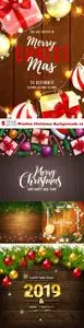 Vectors - Wooden Christmas Backgrounds 19