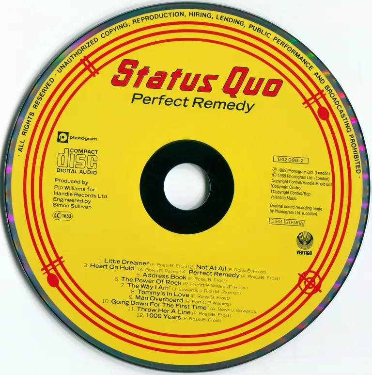 Статус кво mp3 все песни. Status Quo CD. 1989 - Perfect Remedy. Status Quo perfect Remedy 1989. Status Quo 1983 album.