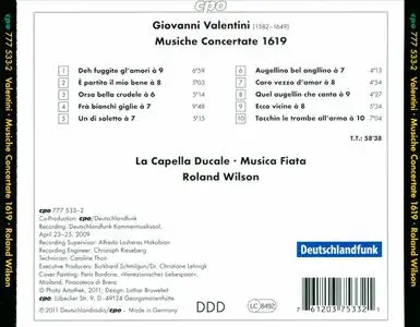 Roland Wilson, La Capella Ducale, Musica Fiata - Giovanni Valentini: Musiche Concertate 1619 (2011)
