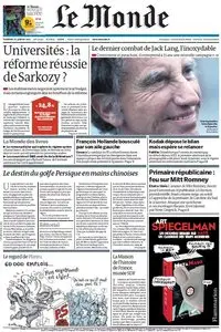 Le Monde et Supplément Livres du 20 Janvier 2012