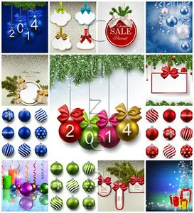 Vector - Christmas tree and balls 2014