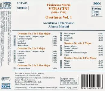 Accademia I Filarmonici, Alberto Martini - Veracini: Complete Overtures and Concertos, Vol. 1 (1995)