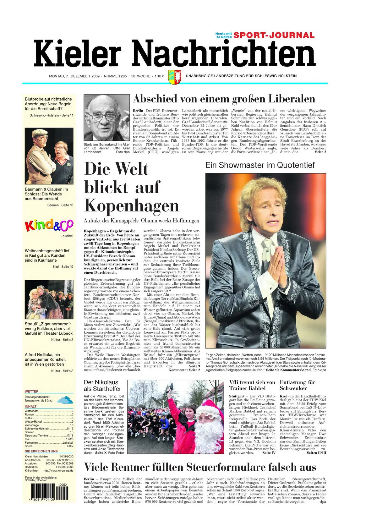 Kieler Nachrichten vom 7. Dezember 2009