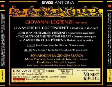 Sonatori de la Gioiosa Marca - Giovanni Legrenzi: La morte del cor penitente (1996)