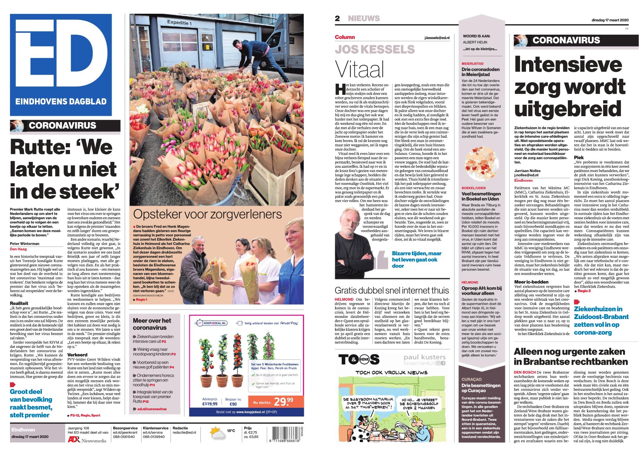 Eindhovens Dagblad - Zuid – 17 maart 2020