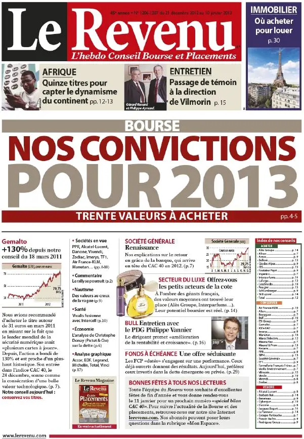 Le Revenu Hebdo Bourse 1206-1207 - 21 Décembre 2012 au 10 Janvier 2013