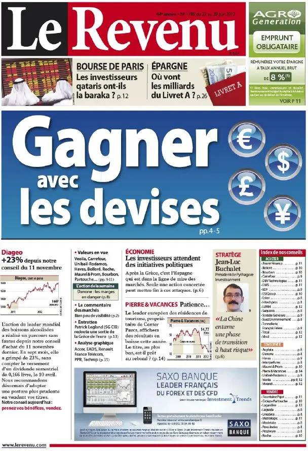 Le Revenu Hebdo Bourse N ° 1180 du 22 au 28 Juin 2012