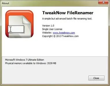 TweakNow FileRenamer 1.0