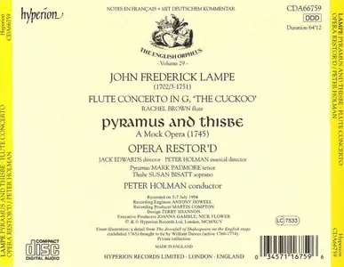 Peter Holman, Opera Restor’d - John Frederick Lampe: Pyramus and Thisbe (1995)