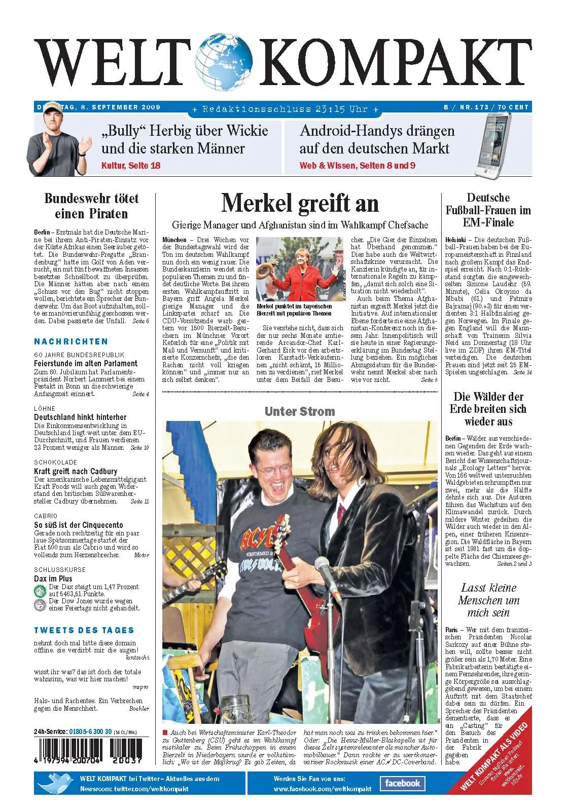 Die Welt kompakt vom 8. September 2009