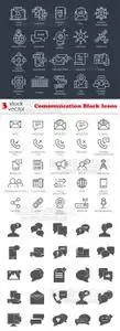 Vectors - Communication Black Icons Set