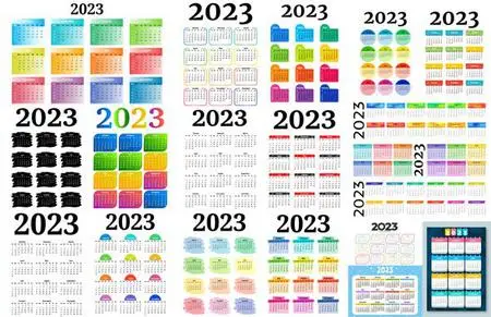 20 Colorful Calendars for 2023 Vector Design Templates