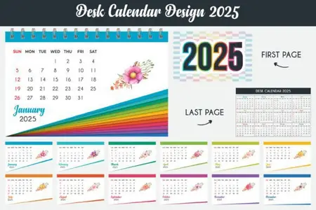 Creative 2025 Desk Calendar - Vector Design Templates