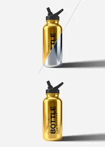 Realistic Stainless Steel Water Bottle Mockup 1639655612
