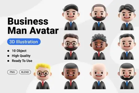 Businessman Avatar 3D Icon Illustration