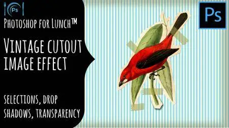 Photoshop for Lunch™ - Vintage Image Cutout Effect - Selections, Drop Shadows, Transparency