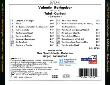 Jürgen Sonnentheil, Das Neu-Eröffnete Orchestre, canto tanto - Valentin Rathgeber: Augsburgisches Tafel-Confect (2005)
