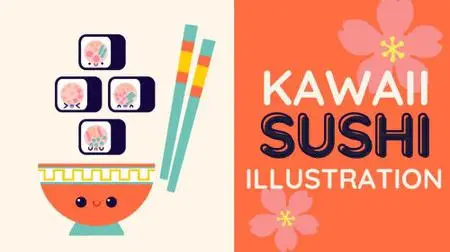 Let's Draw a Cute Kawaii Sushi Set Illustration