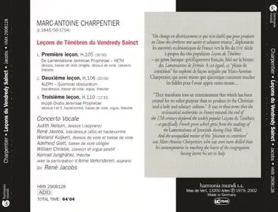 Concerto Vocale, René Jacobs - Charpentier: Leçons du Vendredy Sainct (1986)