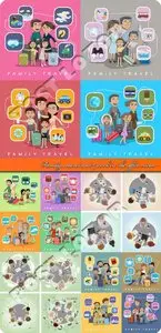 Family travel and work in the office vector