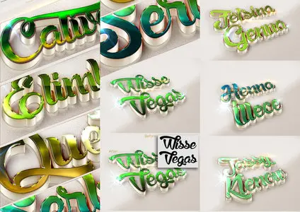 CreativeMarket - 10 3D Text Effects Green Colour