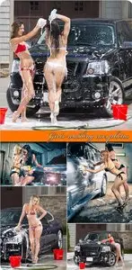 Girls washing cars photos