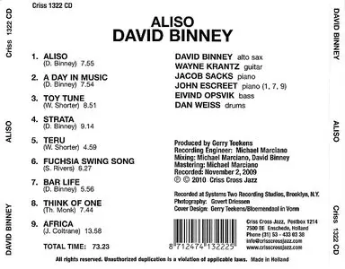 David Binney - Aliso (2010) {Criss Cross}