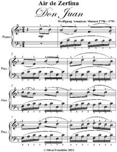 «Air De Zerlina Don Juan Easy Piano Sheet Music» by Wolfgang Amadeus Mozart