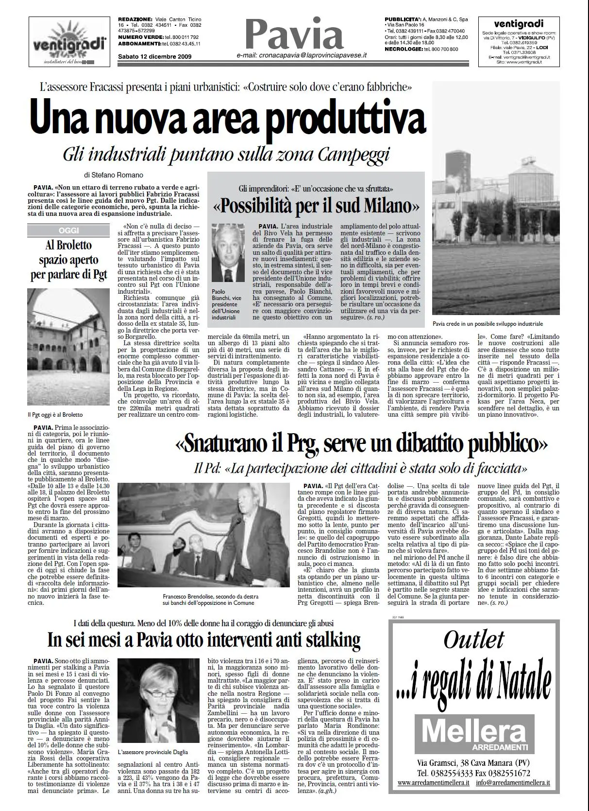 LA PROVINCIA PAVESE 12 DICEMBRE 2009