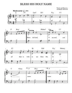 Bless His Holy Name - Andraé Crouch (Easy Piano)