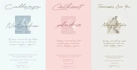 Calloveya, Callheart and Tirelessy Love You Script Fonts Pack