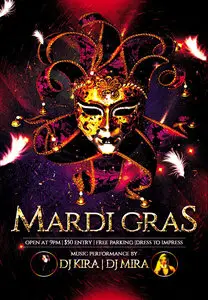 Club and Party Flyer PSD Template - Mardi Gras