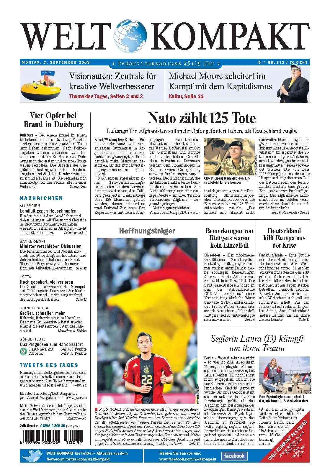 Die Welt kompakt vom 7. September 2009