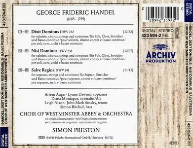 Simon Preston, Choir of Westminster Abbey and Orchestra - Handel: Dixit Dominus; Nisi Dominus; Salve Regina (1989)