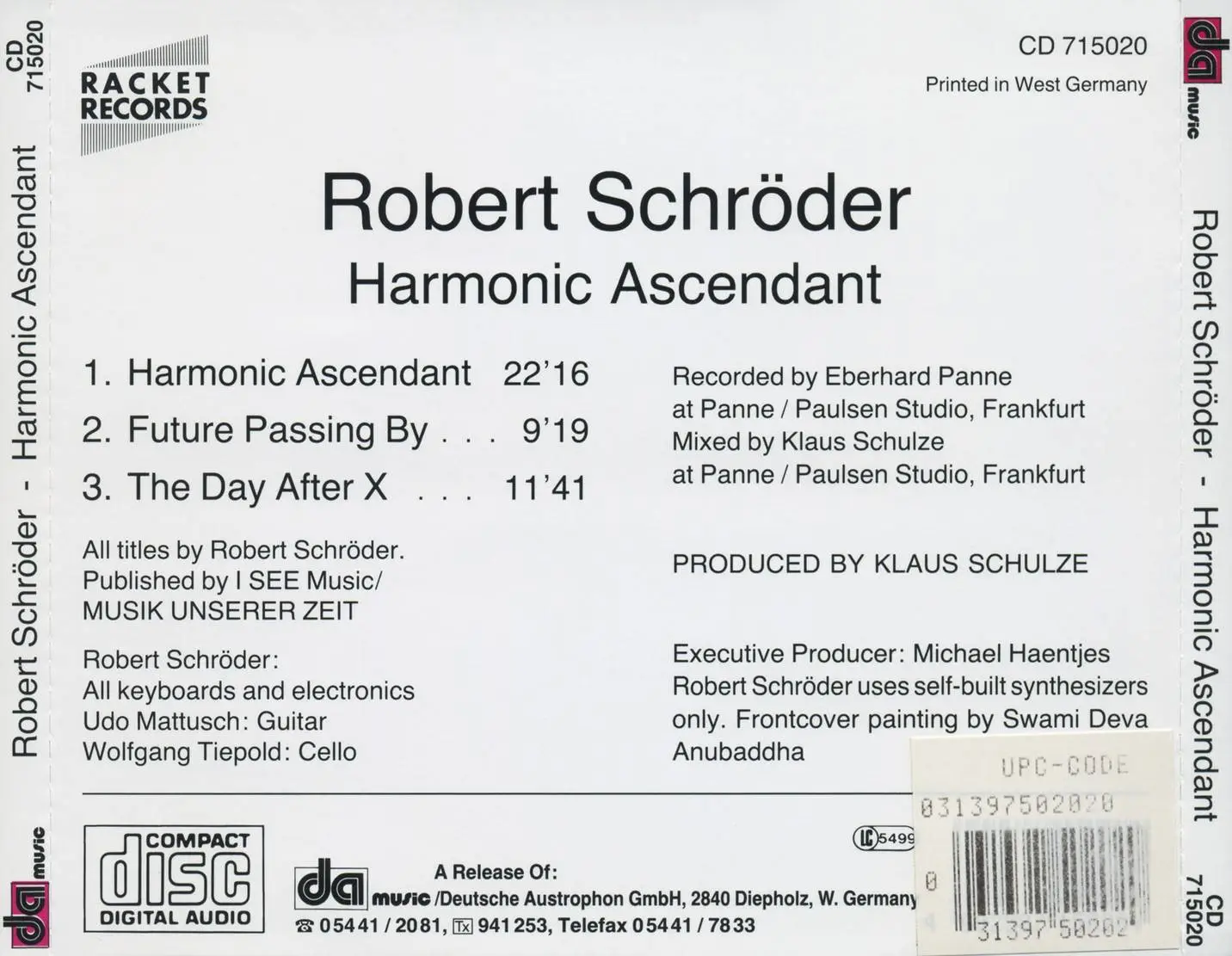 Robert Schroeder - Harmonic Ascendant (1979) {Racket Records CD 715020 rel 1990}