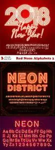 Vectors - Red Neon Alphabets 3