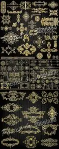 Golden Page Decoration Elements Vector