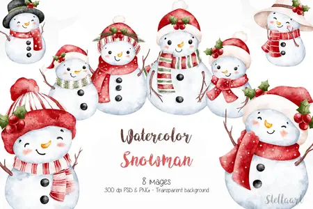 EE - Snowman Watercolor Illustration GWJYNP6