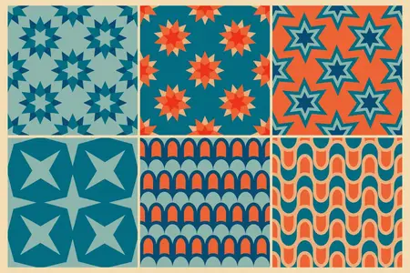 EE - Blue and orange retro geometrical patterns 5QN2PPR