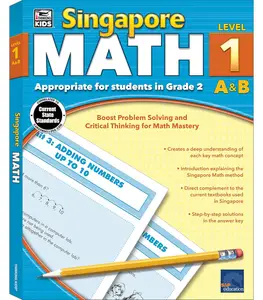 Singapore Math 2nd Grade Math Workbook, Addition, Subtraction, Multiplication and More for Homeschool or Classroom