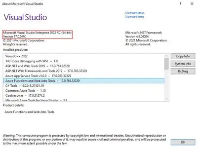 Microsoft Visual Studio 2022 RC (17.0.31808.319)