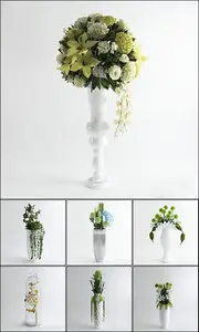 3D Models Floor Vases Flower Collection