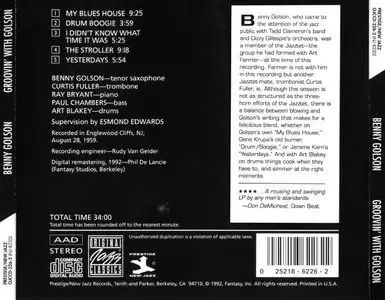 Benny Golson - Groovin' With Golson (1959) {Prestige OJCCD-226-2 rel 1992}