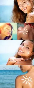 Stock Photo - Woman with Suntan Lotion