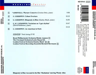 VA – Gershwin – Rhapsody In Blue – An American In Paris (Comp. 1991) (Decca-Headline Classics)